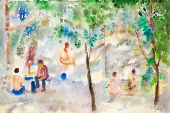 «У парку». 3-я чв. 20 ст. Папір, акварель